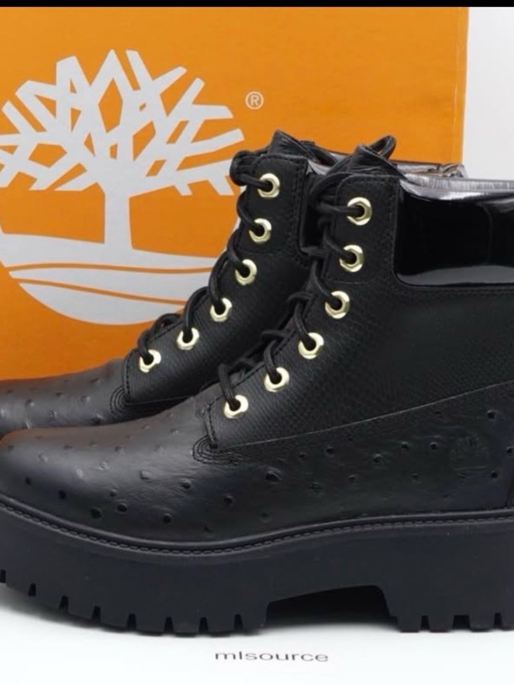 TIMBERLAND WOMEN'S STONE STREET PLATFORM BOOT BLACK / GOLD new size 10
